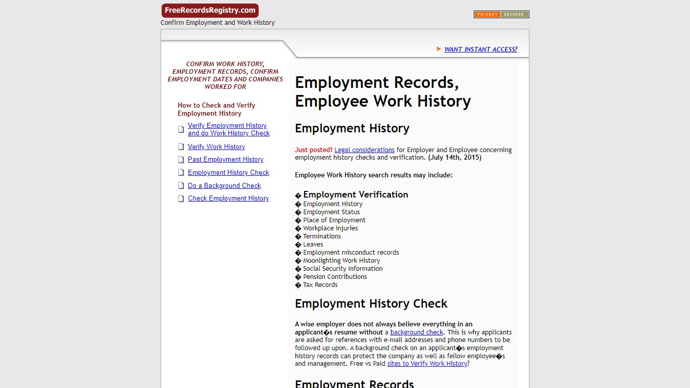 Check Employment History - freerecordsregistry.com