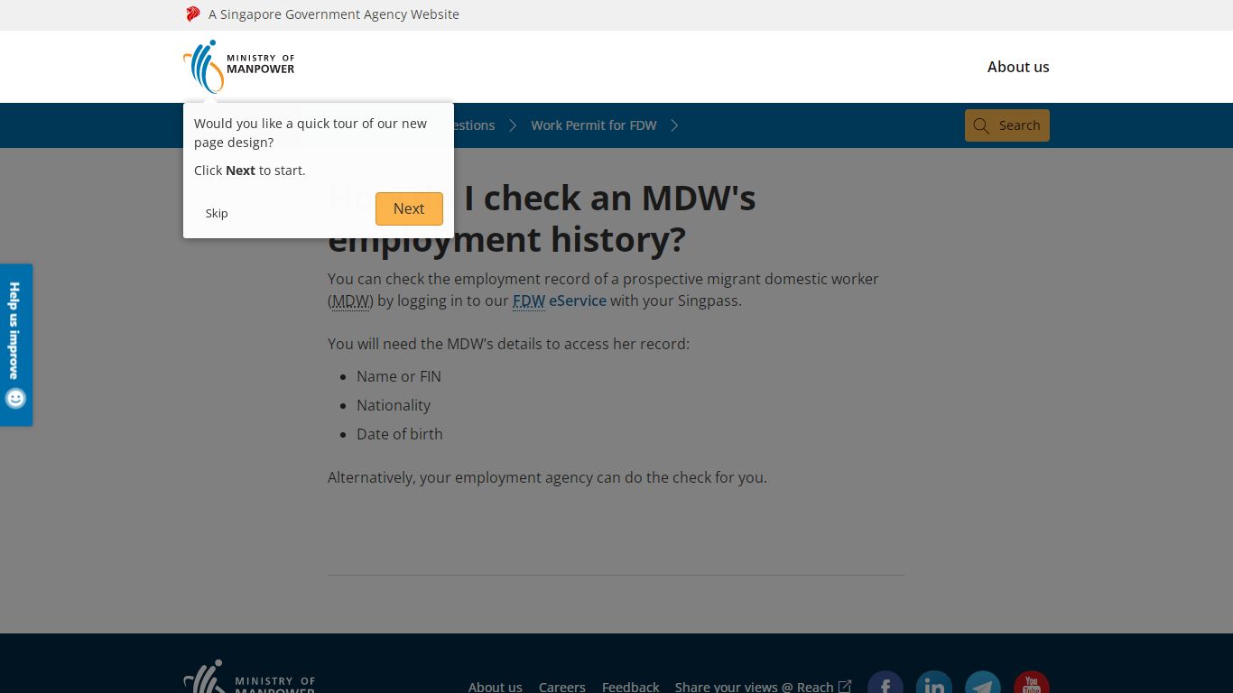 How do I check an MDW's employment history? - Ministry of Manpower ...